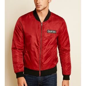 GUESS Red Black Varsity Bomber Jacket